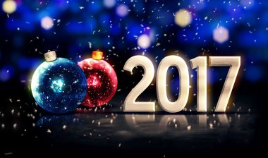 2017 baubles güzel Bokeh kış 3d gümüş