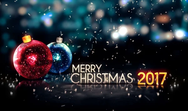 Merry Christmas 2017 Night Bokeh Beautiful 3D Background — Stock Photo, Image