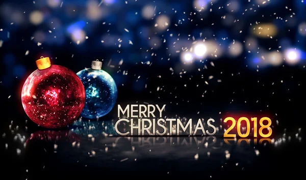 Merry Christmas 2018 Night Bokeh Beautiful 3D Background — Stock Photo, Image