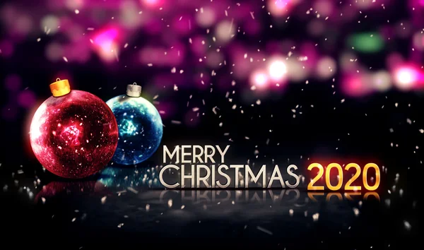 Feliz Natal 2020 Noite Bokeh belo fundo 3D — Fotografia de Stock