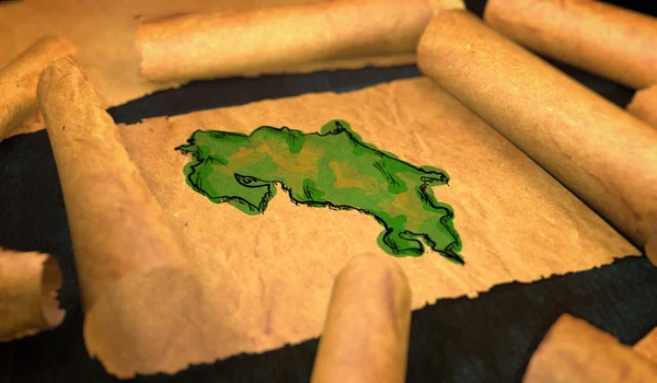 Costa Rica Mapa Pintura Desdobramento Rolagem de papel antigo 3D — Fotografia de Stock