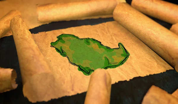 Saudi Arabia Map Painting Unfolding Old Paper Scroll 3D — Stock Photo, Image