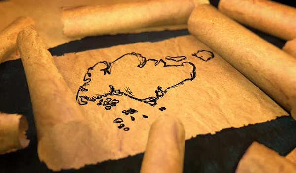 シンガポール地図図面展開の古い紙を 3 d スクロール — ストック写真