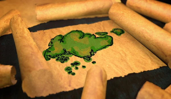 Singapur Mapa Pintura Desplegando Antiguo Rollo de Papel 3D — Foto de Stock