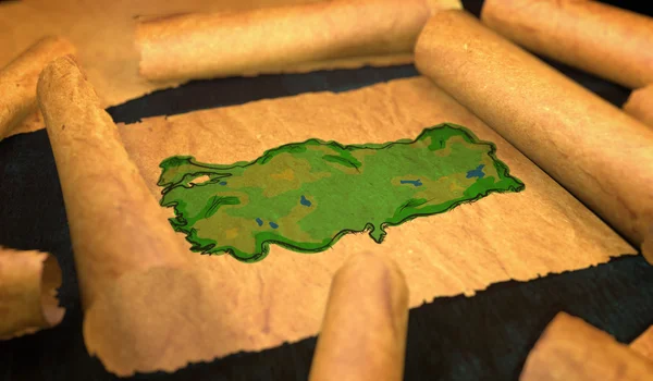 Turquia Mapa Pintura Desdobramento Rolagem de papel antigo 3D — Fotografia de Stock