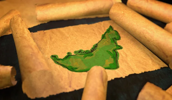 Émirats arabes unis Carte Peinture Dépliante Vieux Papier Scroll 3D — Photo