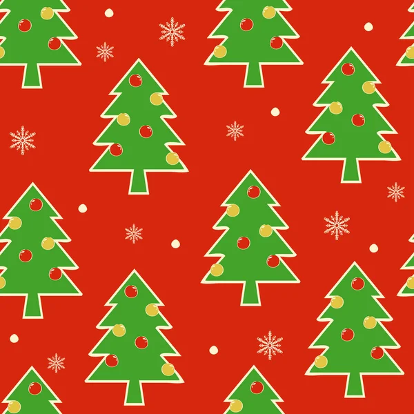 无缝隙的矢量图案 红底圣诞树 季节性墙纸设计 冬季时尚纺织品 包装纸 装饰品 庆祝会理想 — 图库矢量图片