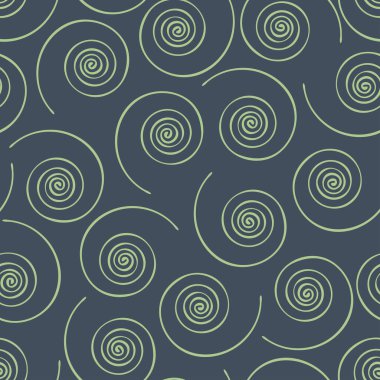 Mavi arka planda spiral çizgileri olan kusursuz vektör deseni. Basit bir duvar kağıdı tasarımı. Sanatsal moda tekstil dokusu.