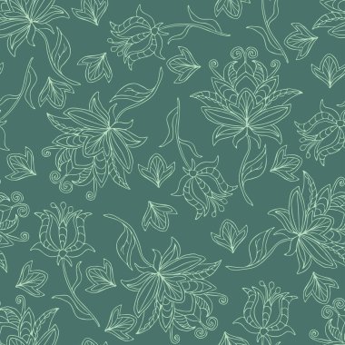 Lacivert arka planda çizgili çiçekleri olan kusursuz bir vektör deseni. Basit çiçek desenli duvar kağıdı dokusu. Tropik moda tekstil tasarımı.