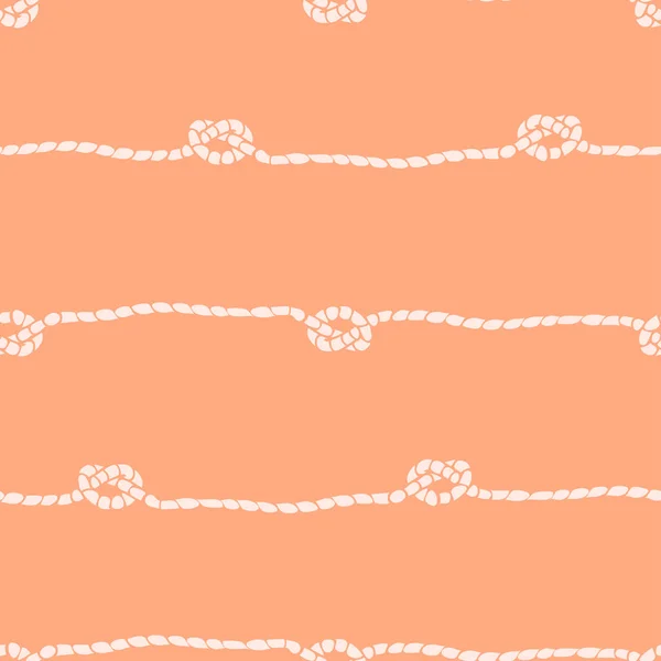 Nahtloses Vektormuster Mit Strickknoten Auf Pfirsichfarbenem Hintergrund Einfaches Sommer Tapeten — Stockvektor