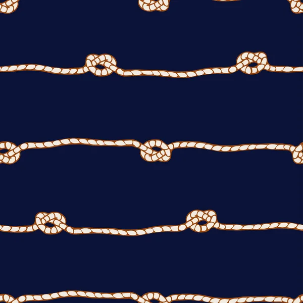 Modèle Vectoriel Sans Couture Avec Nœud Corde Sur Fond Bleu — Image vectorielle