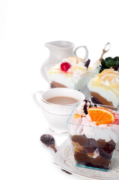 Healthy  dessert with creamy yoghurt layered — Stock Photo, Image