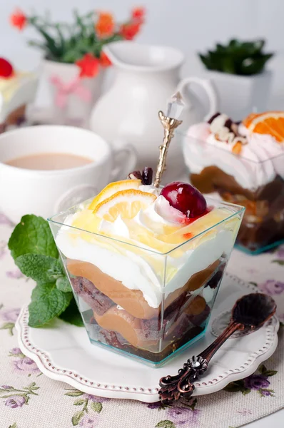 Sweet dessert in glass — Stock Photo, Image