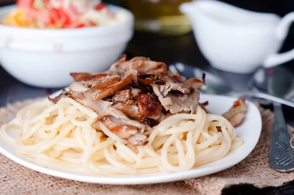 Pasta med svamp — Stockfoto