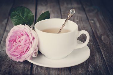 Çay Shabby Chic tarzı. Tonda fotoğraf