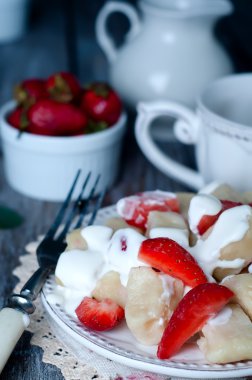 çilek ile arka plan Üstten Görünüm