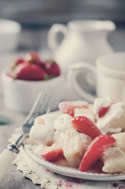 Ukraynalı geleneksel tembel köfte süzme peynir ile. Tonda fotoğraf