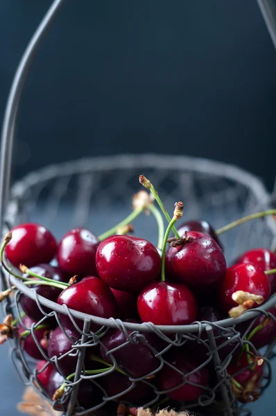 Cherries on black table — Stock Photo, Image