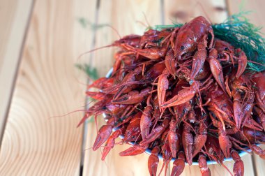 lezzetli haşlanmış crayfishes ve bira eski tablo