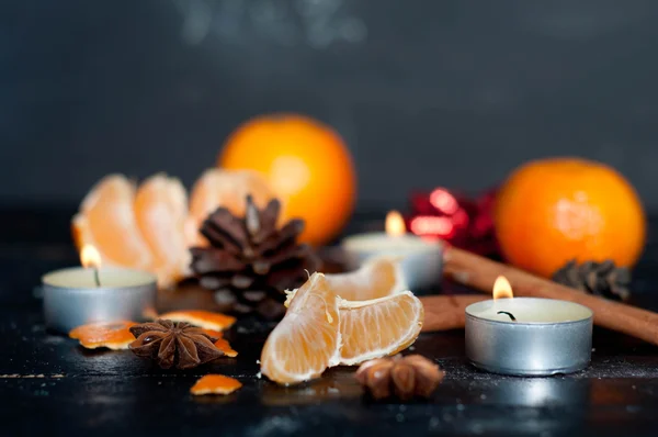 Vánoční Zátiší s mandarinka — Stock fotografie