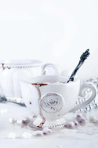 Witte kop warme chocolademelk — Stockfoto