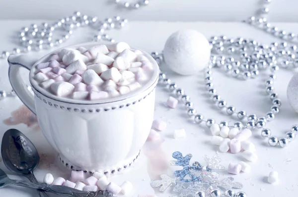 Witte kop warme chocolademelk — Stockfoto
