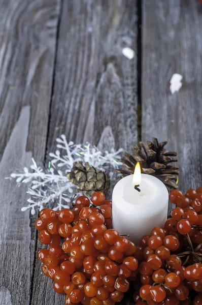 Natal, viburno e vela. — Fotografia de Stock