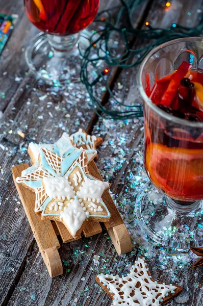 Homemade christmas cookies on wooden table Royalty Free Stock Photos