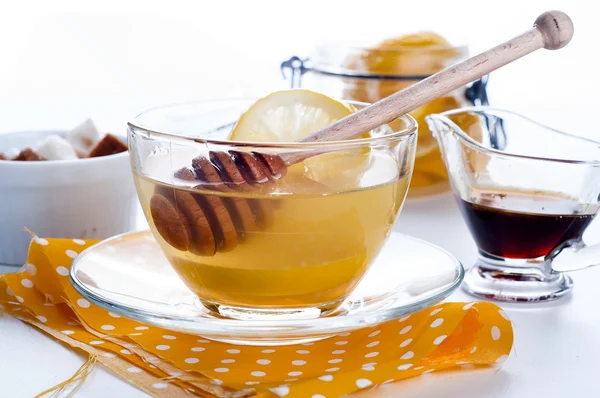 Thee, honing en citroen — Stockfoto