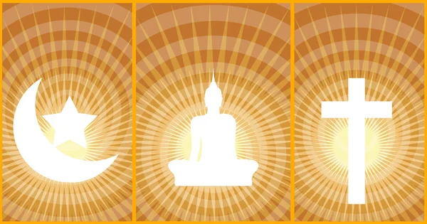 Trzech wielkich religii buddyzmu, chrześcijaństwa i islamu — Wektor stockowy