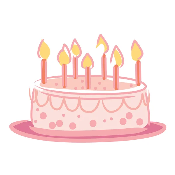 Candles on Cake Pink color. — Stock Vector