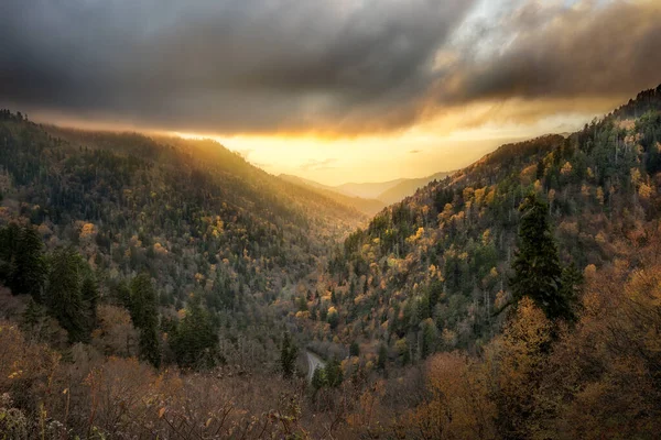 Zachód słońca w Morton Overlook w górach Smoky — Zdjęcie stockowe