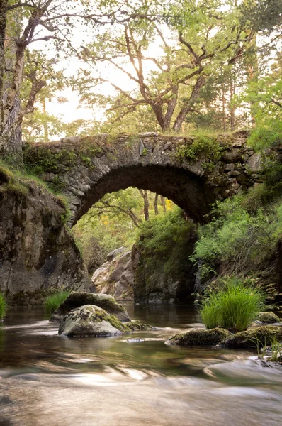 Středověký most na horské řece — Stock fotografie