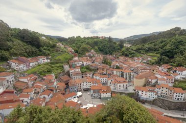 Panoramik Cudillero Asturias, İspanya