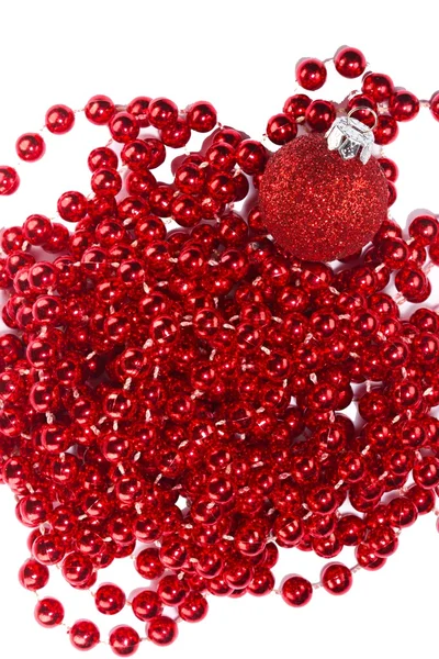 Perles et ornement de Noël rouge — Photo