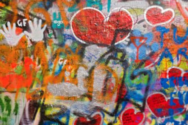 Prag - arka plan bulanık çizimleri ile kentsel duvar