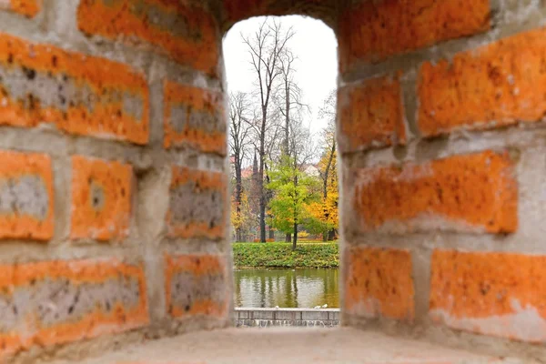 Closeup of stone wall with window — Stock Photo, Image