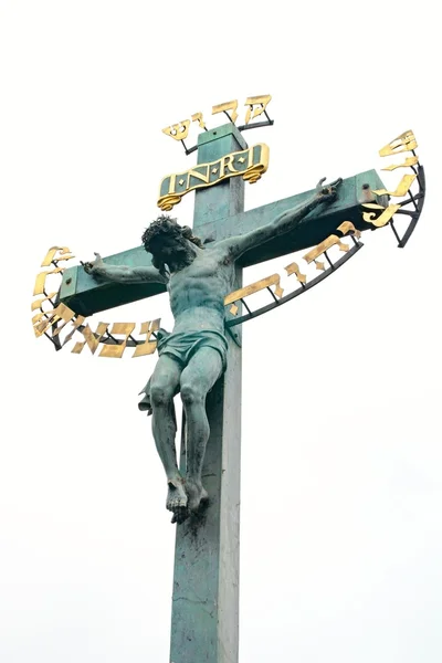 Detail of the old cross with Jesus Stock Picture