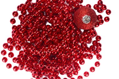 Kırmızı Noel boncuk ve süsleme