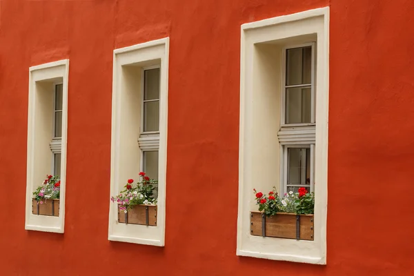 Detaljvy av tre gamla fönster — Stockfoto