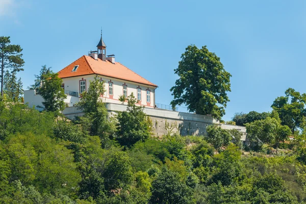 Praga vista sul paesaggio urbano con vari edifici, torri e monumenti — Foto Stock