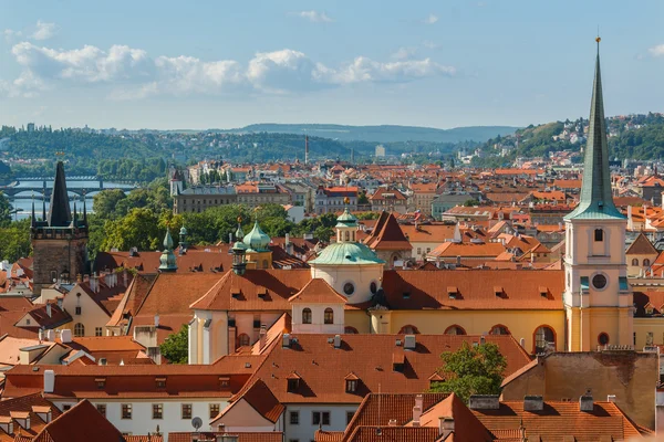 Prague cityscape view with various buildings, towers and monuments — Stock Photo, Image