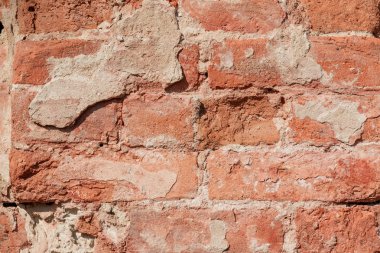 Kırmızı tuğla duvar eski closeup