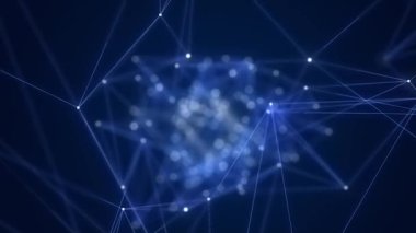Teknik Sunum Arkaplanı için Soyut Dijital Veri Ağı Bağlantısı Mavi Pleksus Satırları