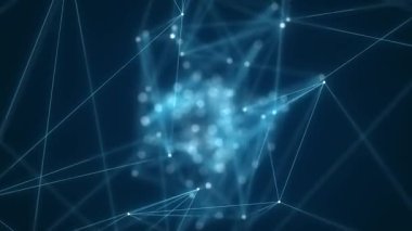 Teknik Sunum Arkaplanı için Soyut Dijital Veri Ağı Bağlantısı Mavi Pleksus Satırları