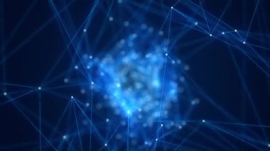 Teknik Sunum Arkaplanı için Soyut Dijital Veri Ağı Bağlantısı Mavi Pleksus Satırları