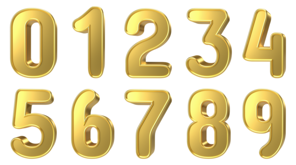 Luxury Gold 3D Number Set 0-9 - Isolated High Resolution PNG