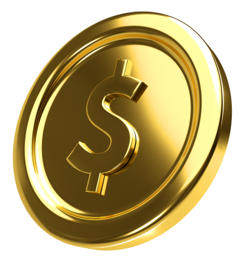 Lüks Altın 3D Para İzole edilmiş PNG