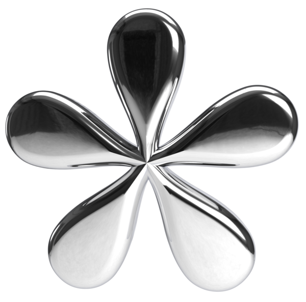 3D metal krom gümüş çiçek