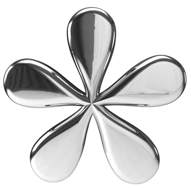 3D metal krom gümüş çiçek